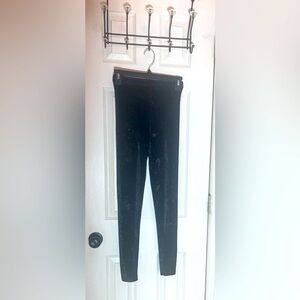 Girls Velvet black high waisted dance leggings/pants size 14